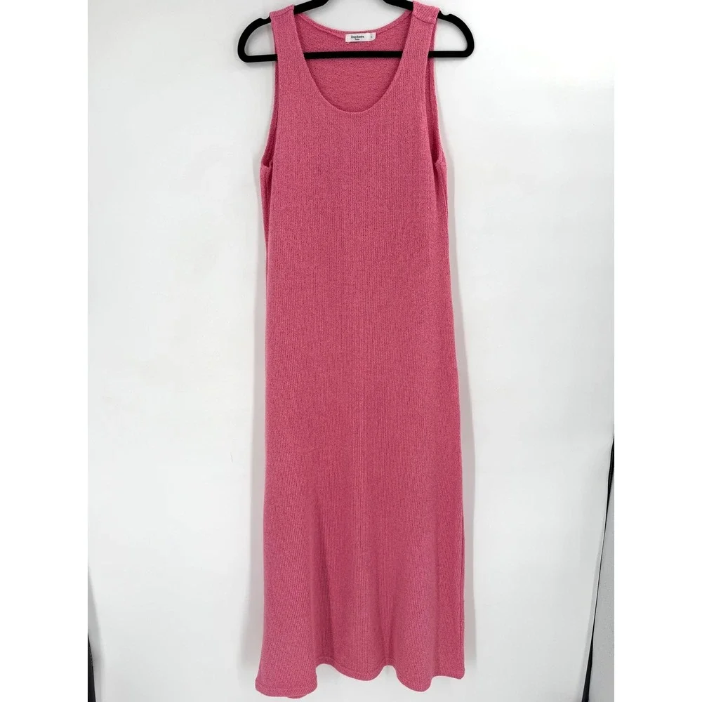 Daphnea Paris Knit‎ Maxi Dress Womens L Pink Sleeveless Barbiecore Coquette Chic